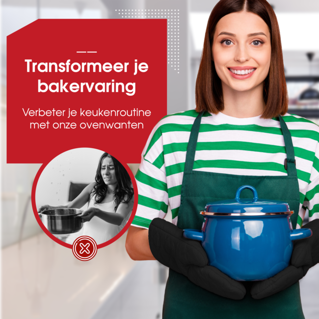 HGMD Ovenwanten - 2 Stuks - Extra lang - Hittebestendig tot 240 °C - Ovenhandschoenen - Zwart