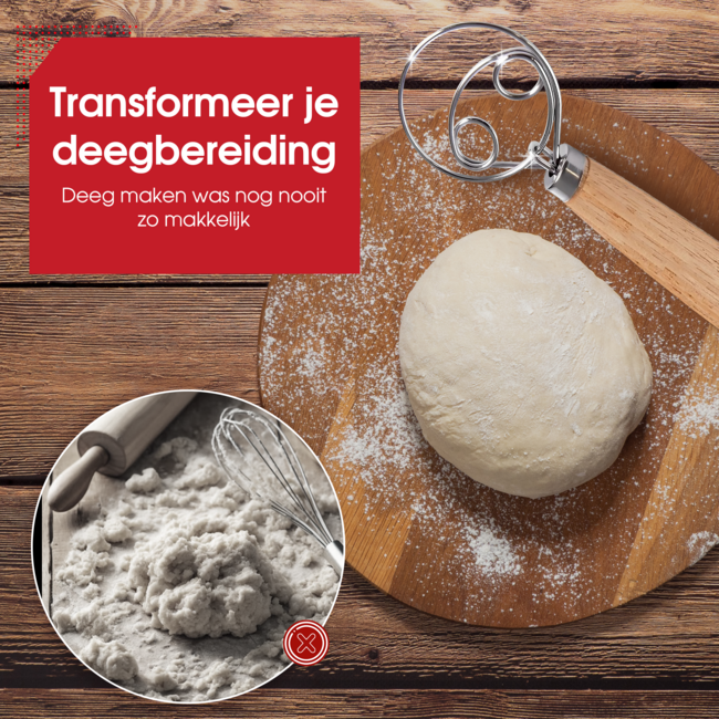 HGMD Deense Deegklopper - Dubbele Ring - Deegmenger - Spiraalgarde - Deeg Kloppen - Deeg Garde