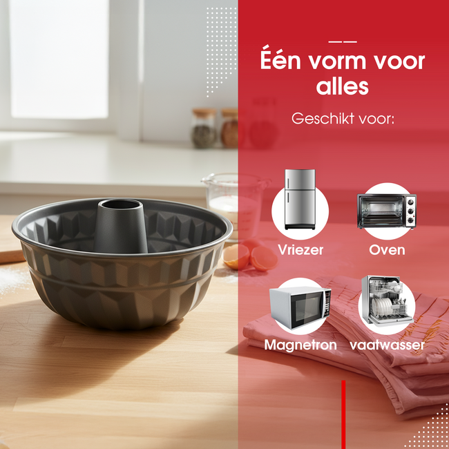 HGMD Tulband - Ø 22 cm - Staal - Bakvorm - Springvorm - Anti-Aanbak