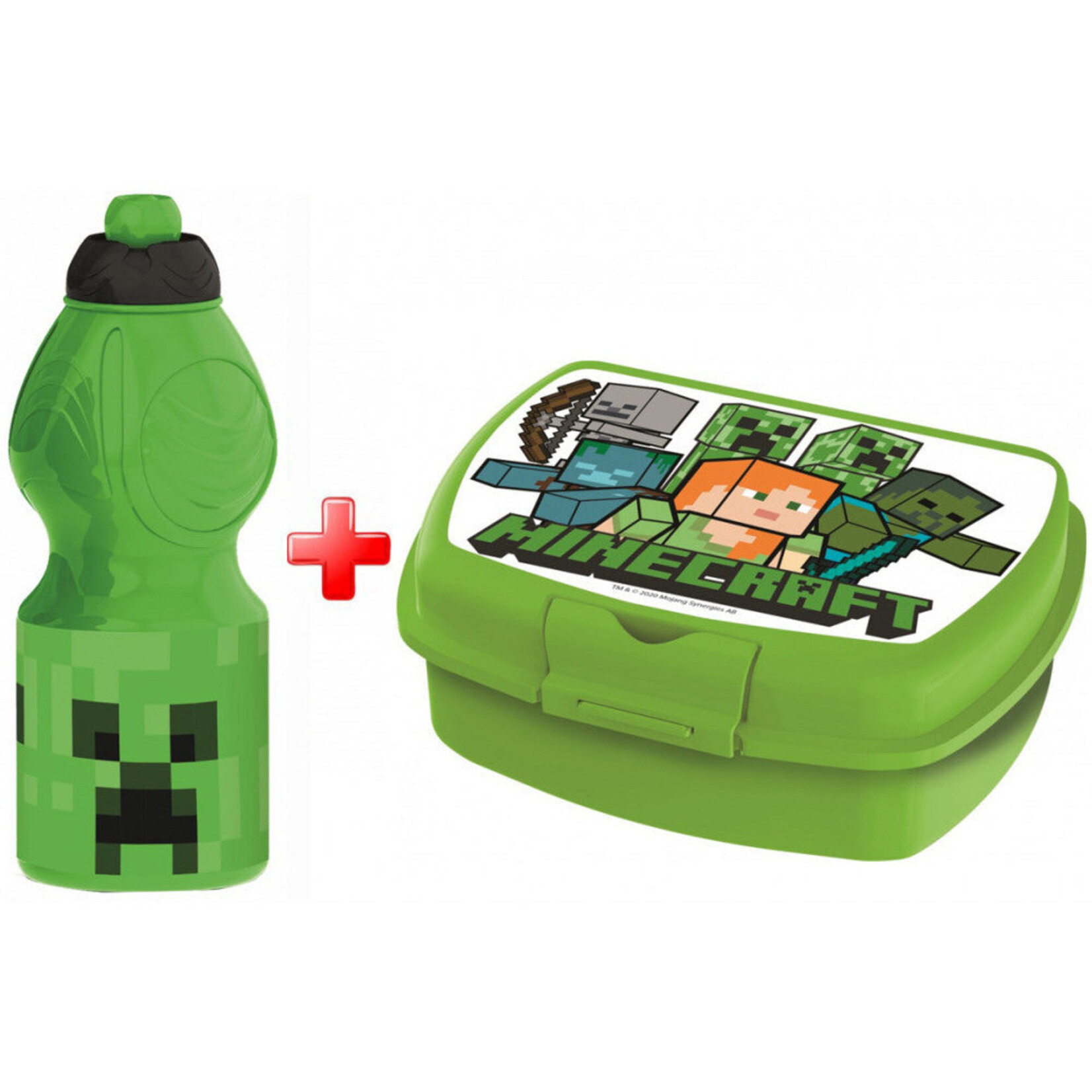 MINECRAFT Minecraft Brotdose + Trinkflasche Kinder Lunchbox Schule Sandwichbox