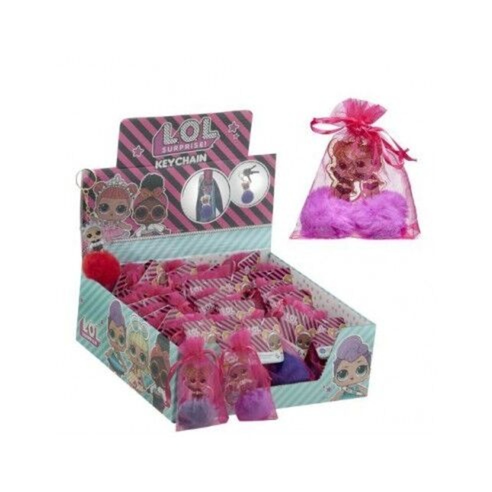 Keychain LOL surprise pompom in pouch 6 mod asst