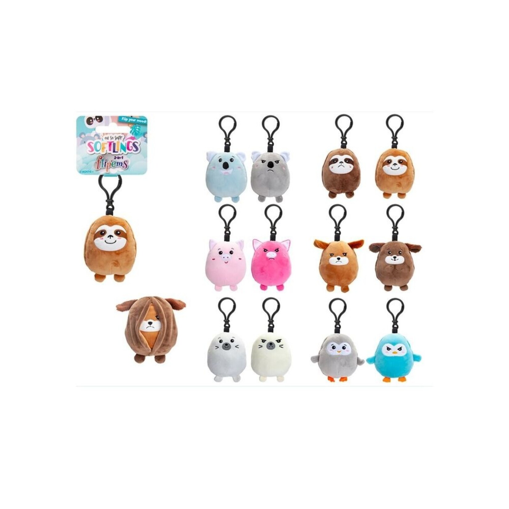 animal flipets keychain 6 mod asst