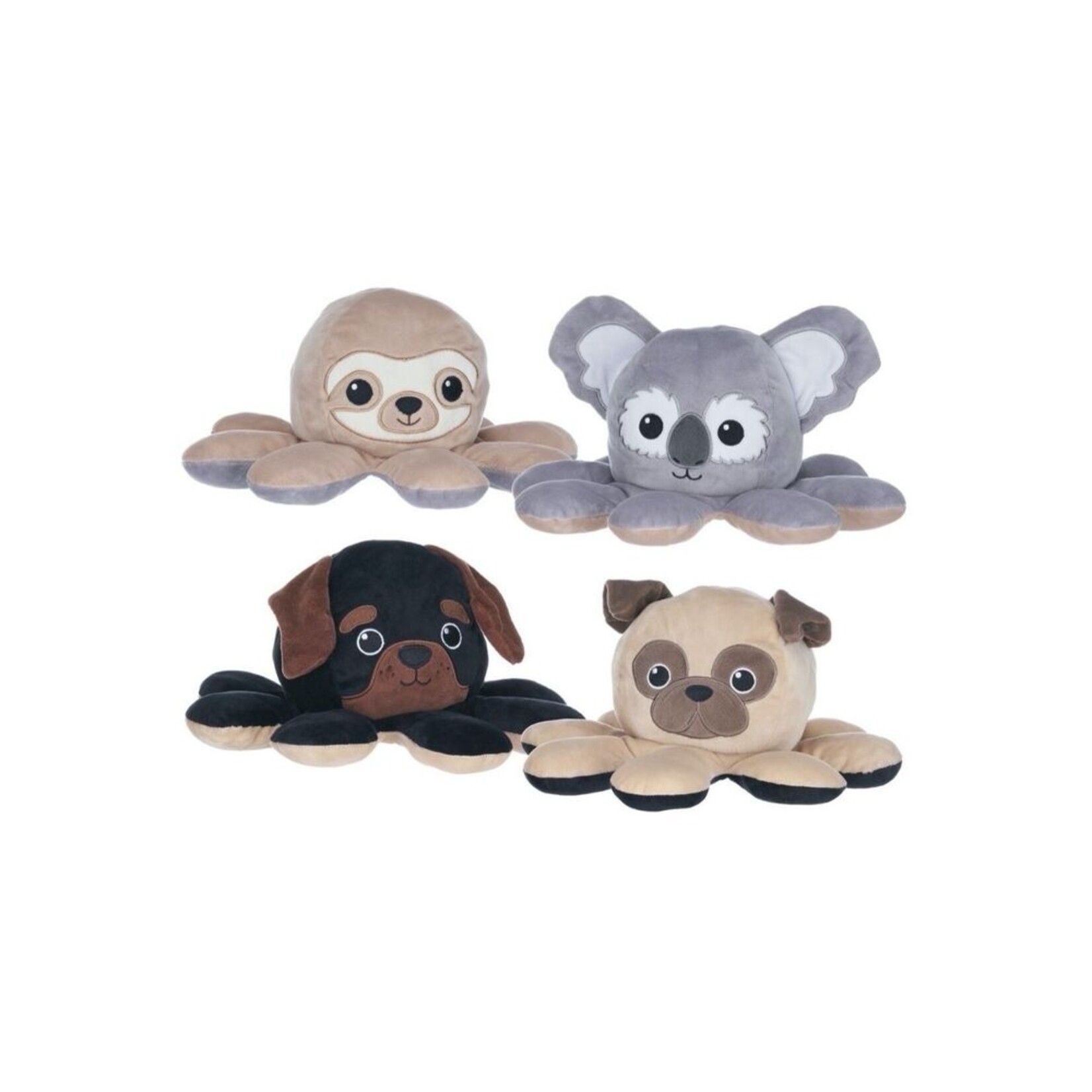 Reversible animals assort. 30cm Dach/Pug/Koala/sloth