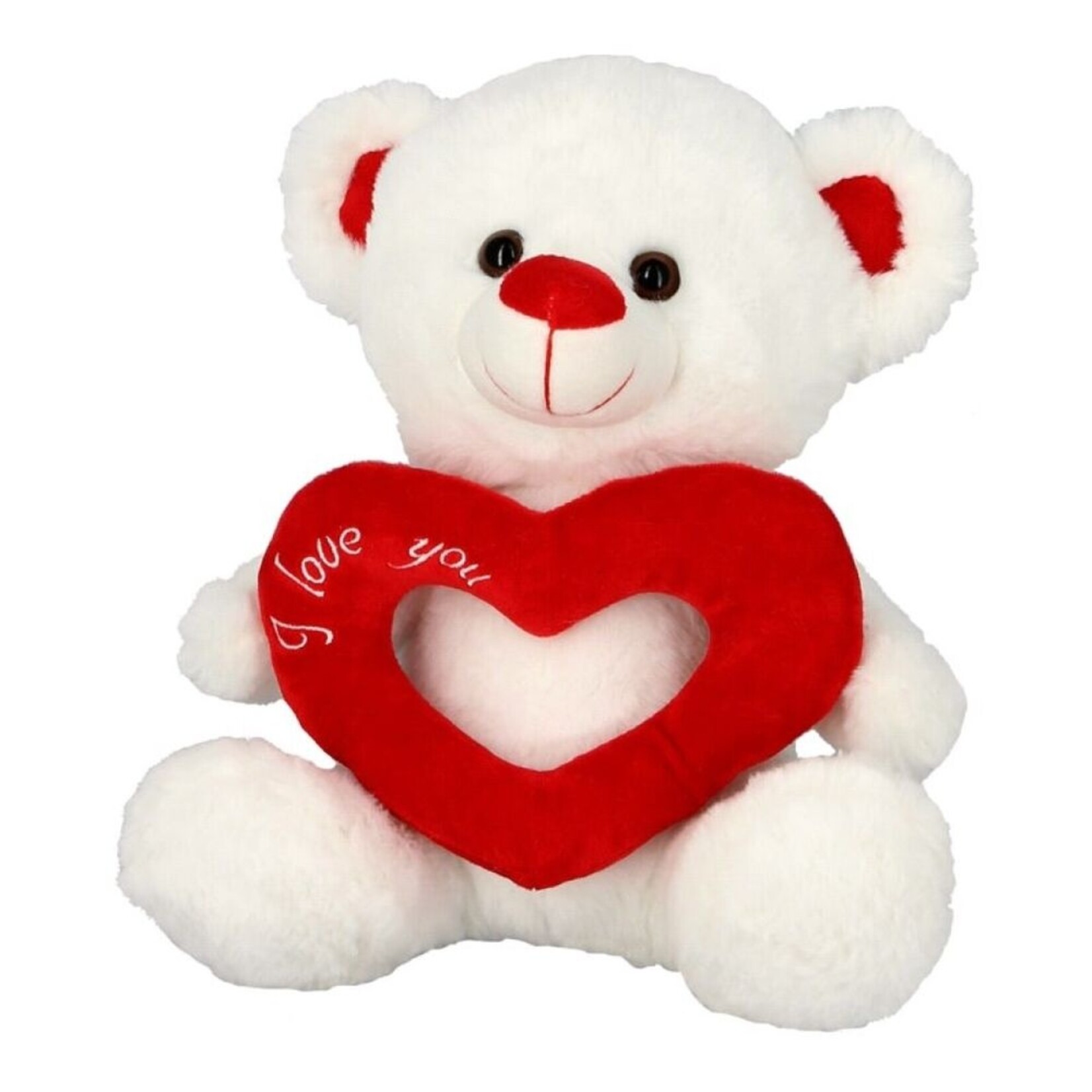 WHITE BEAR HOLLOW HEART 18CM