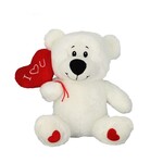 BEAR CREAM HEART BALLOON 42CM