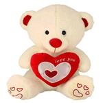 SILVER HEART BEAR 42CM