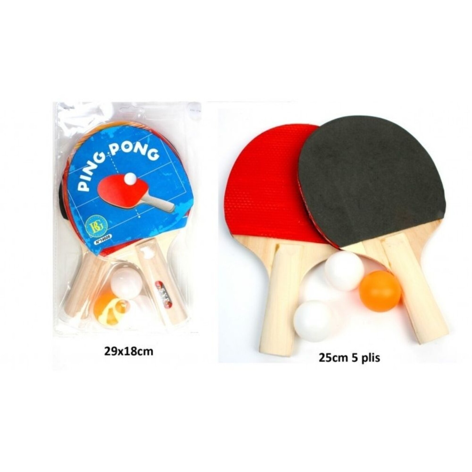 Ping-pong set 25cm rackets + 3 balls