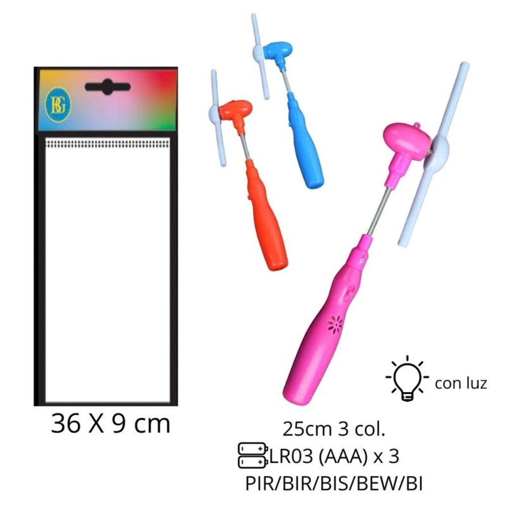 Windmill with light 25cm 3 colours