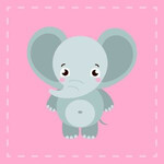 Elefant Pink Handtuch, Gesichtstuch 30x30 cm