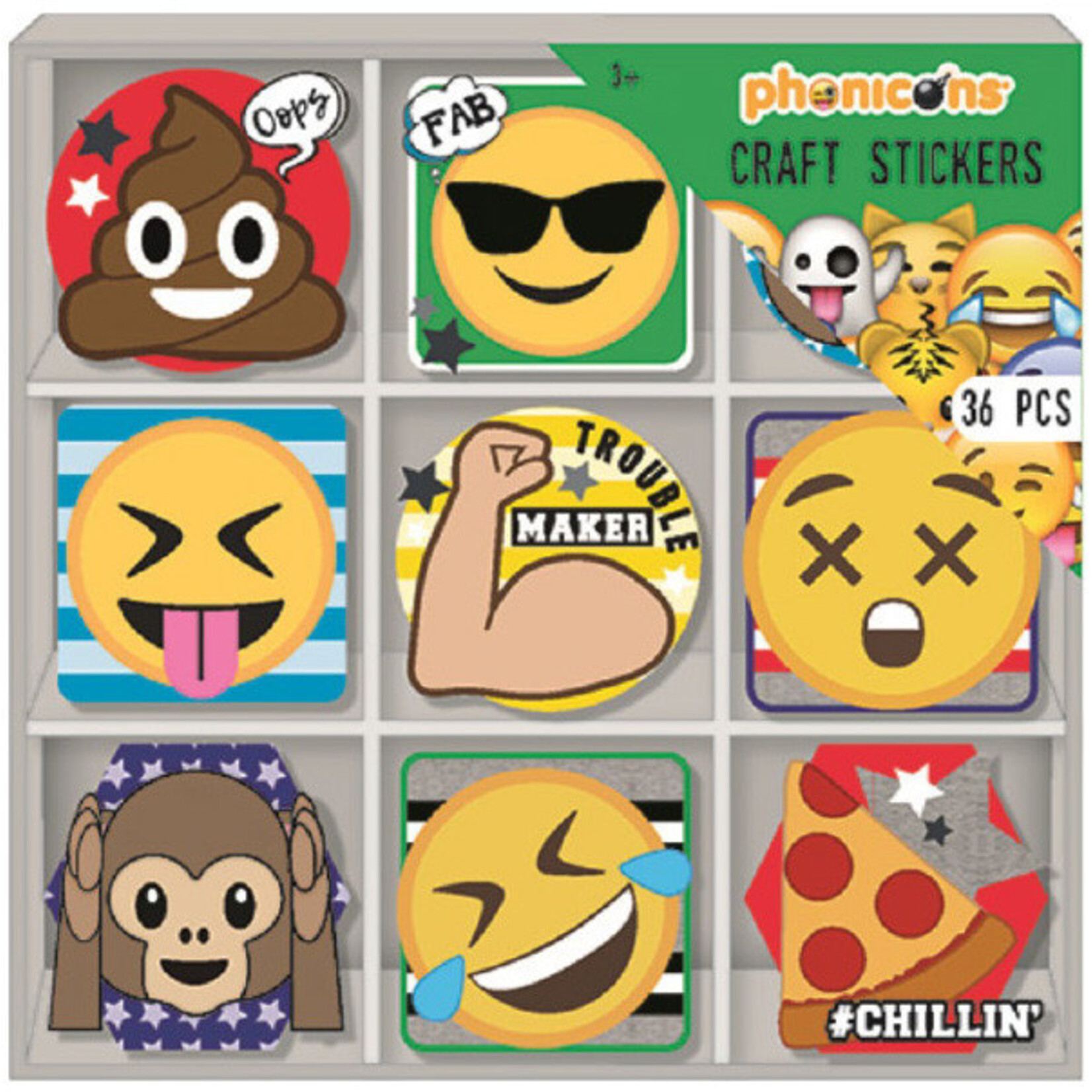 Emoji Aufkleber Set im Karton (36 pieces)