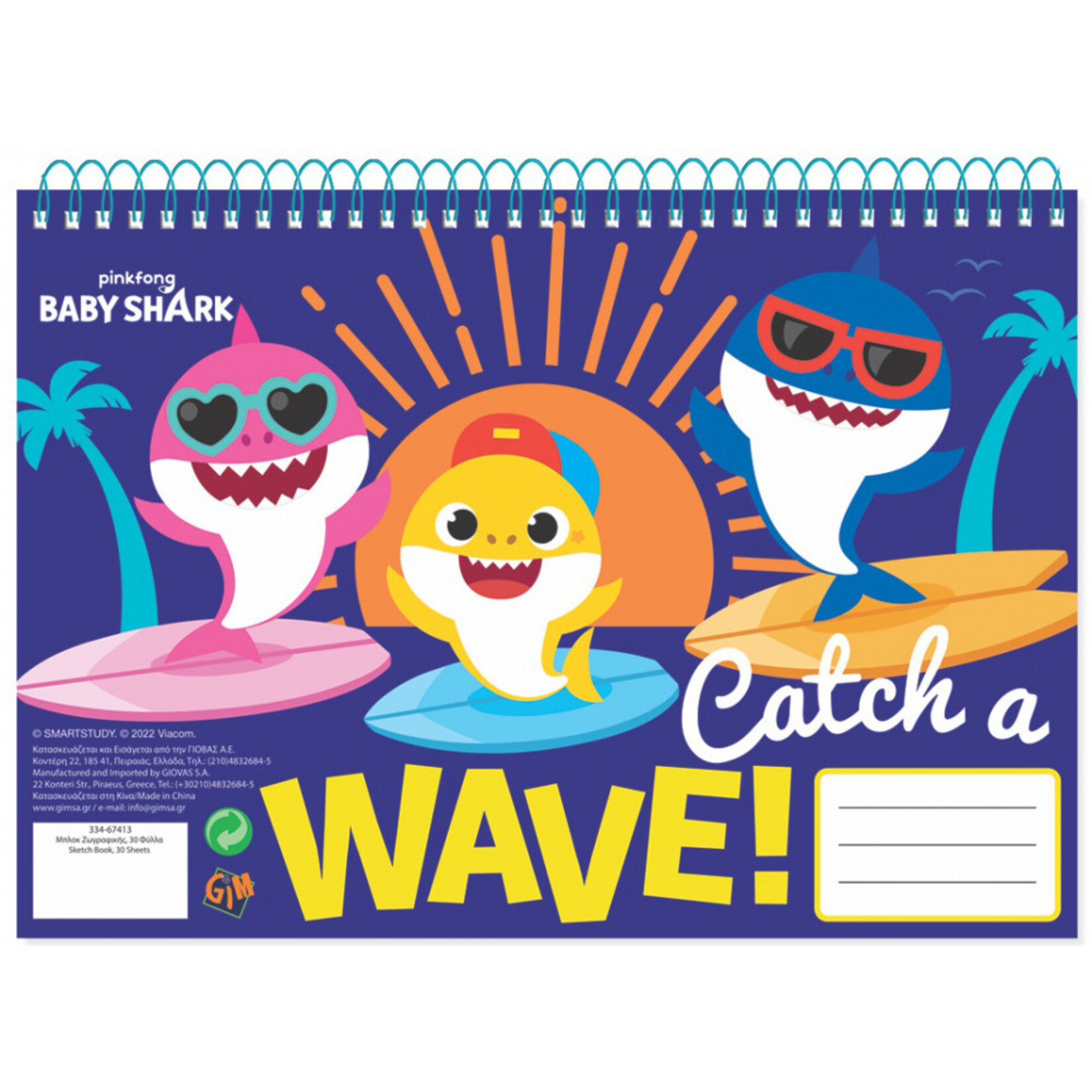 Baby Shark A/4 Spiral-Skizzenbuch 30 Blatt