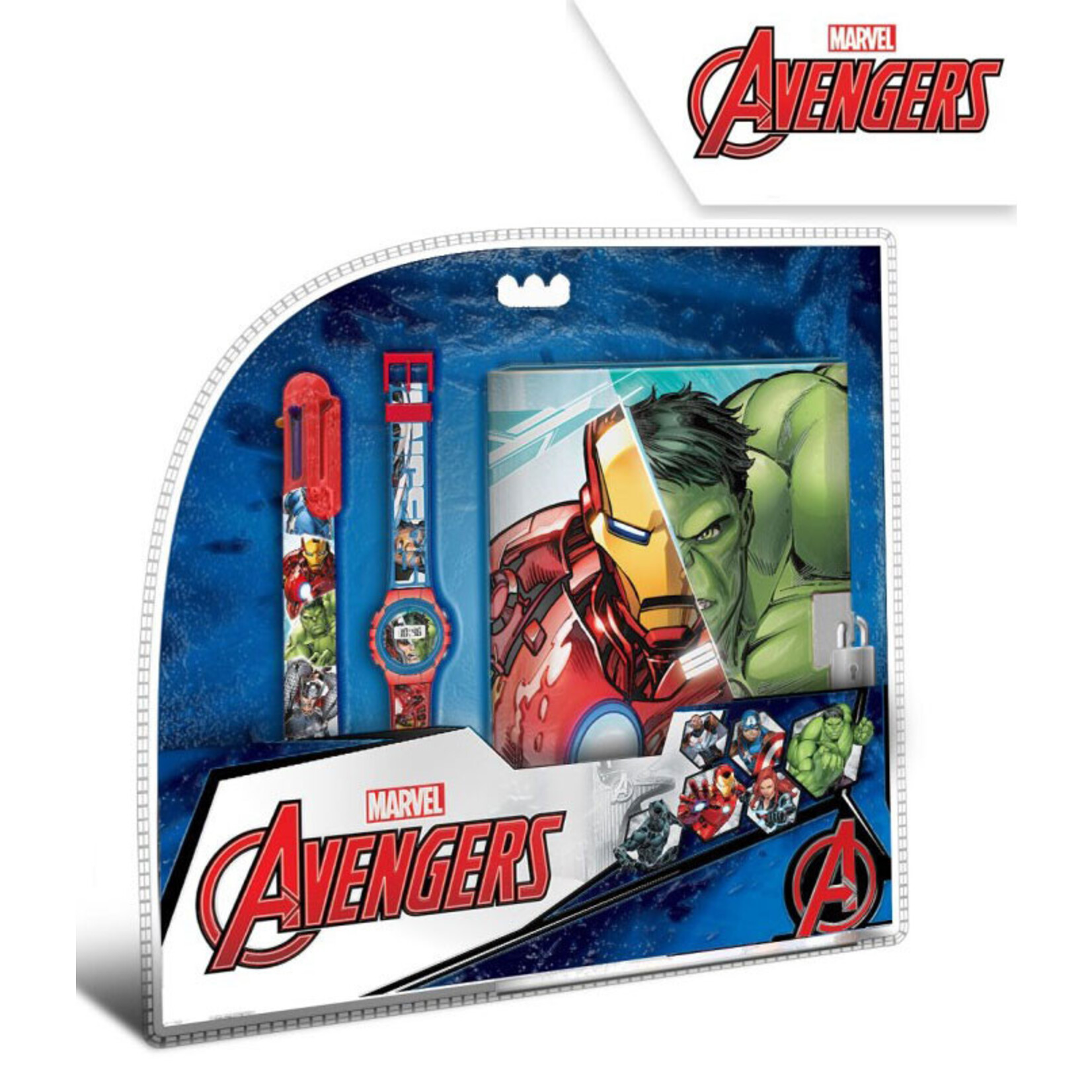 Avengers Tagebuch + 6-Farbe Kuli + Uhr