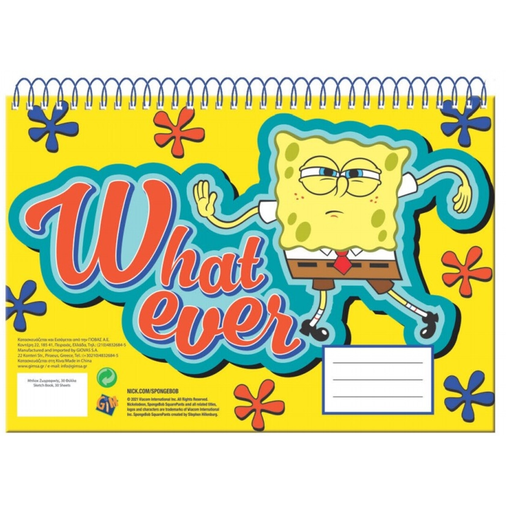 SpongeBob A/4 Spiral-Skizzenbuch 30 Blatt