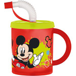 Disney Mickey Trinkbecher mit Strohhalm aus Kunststoff 210ml