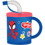 Spiderman Spidey Trinkbecher mit Strohhalm aus Kunststoff 210ml