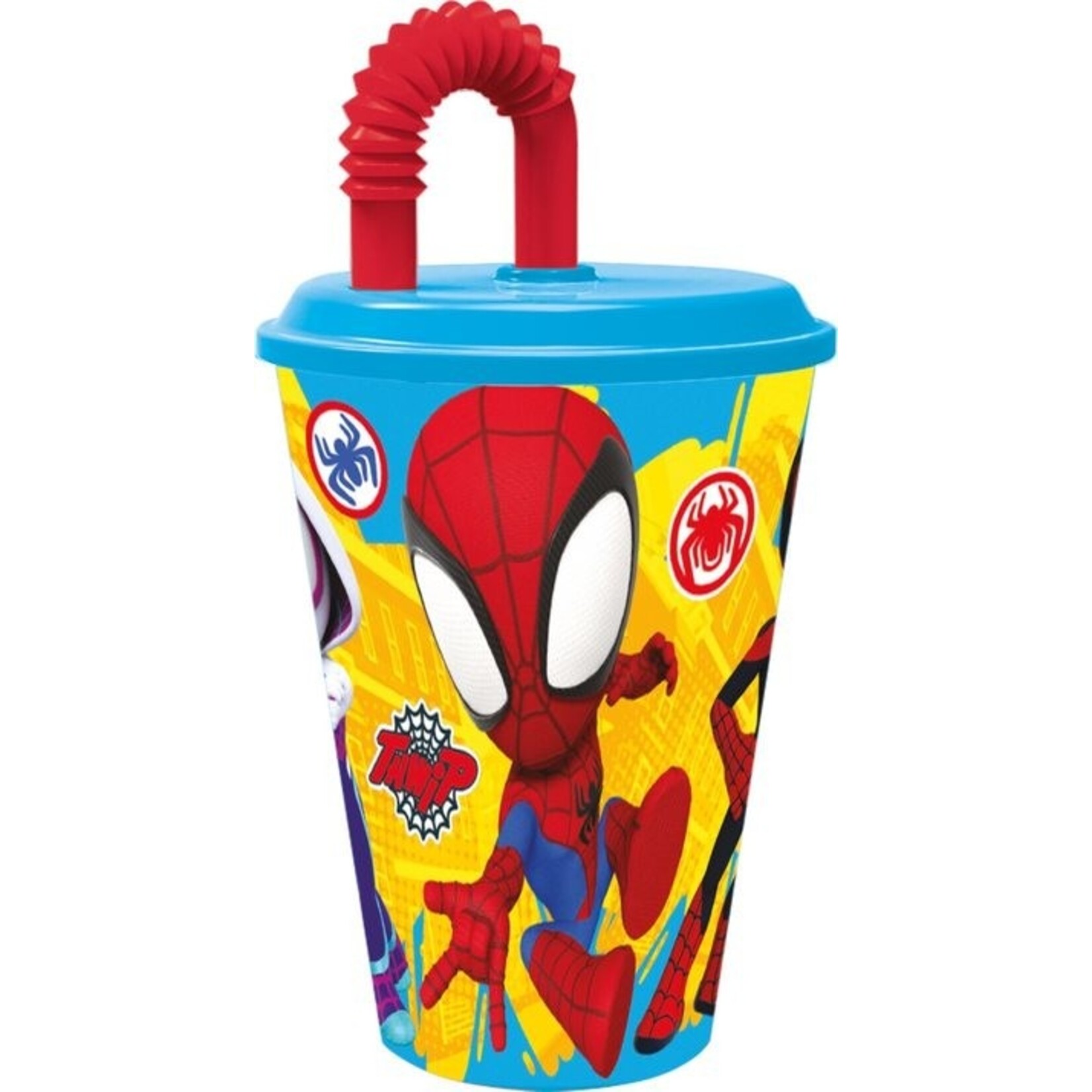 Spiderman Trinkglas mit Trinkhalm (430 ml)