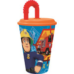 Fireman Sam Trinkglas mit Trinkhalm (430 ml)