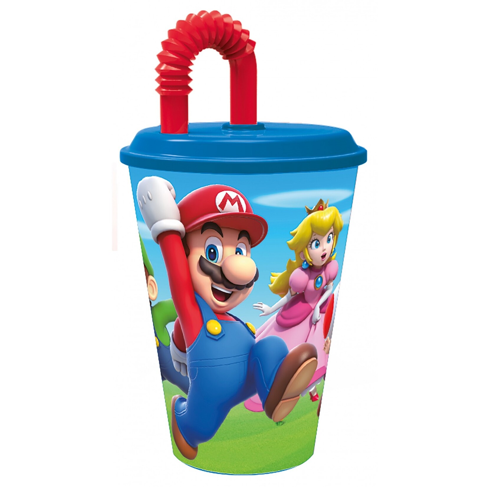 Super Mario Super Mario Trinkglas mit Trinkhalm (430 ml)