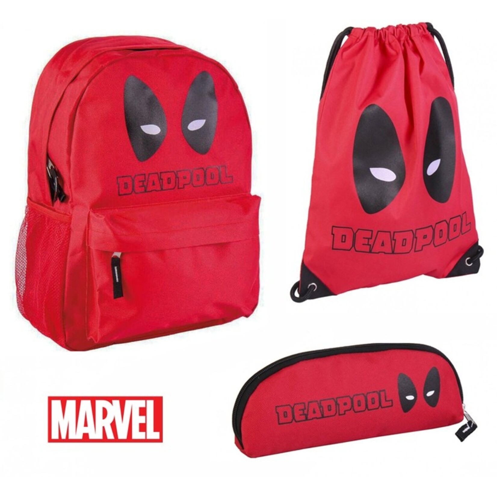 Deadpool Rucksack, Gymtasche und Federmappe Set