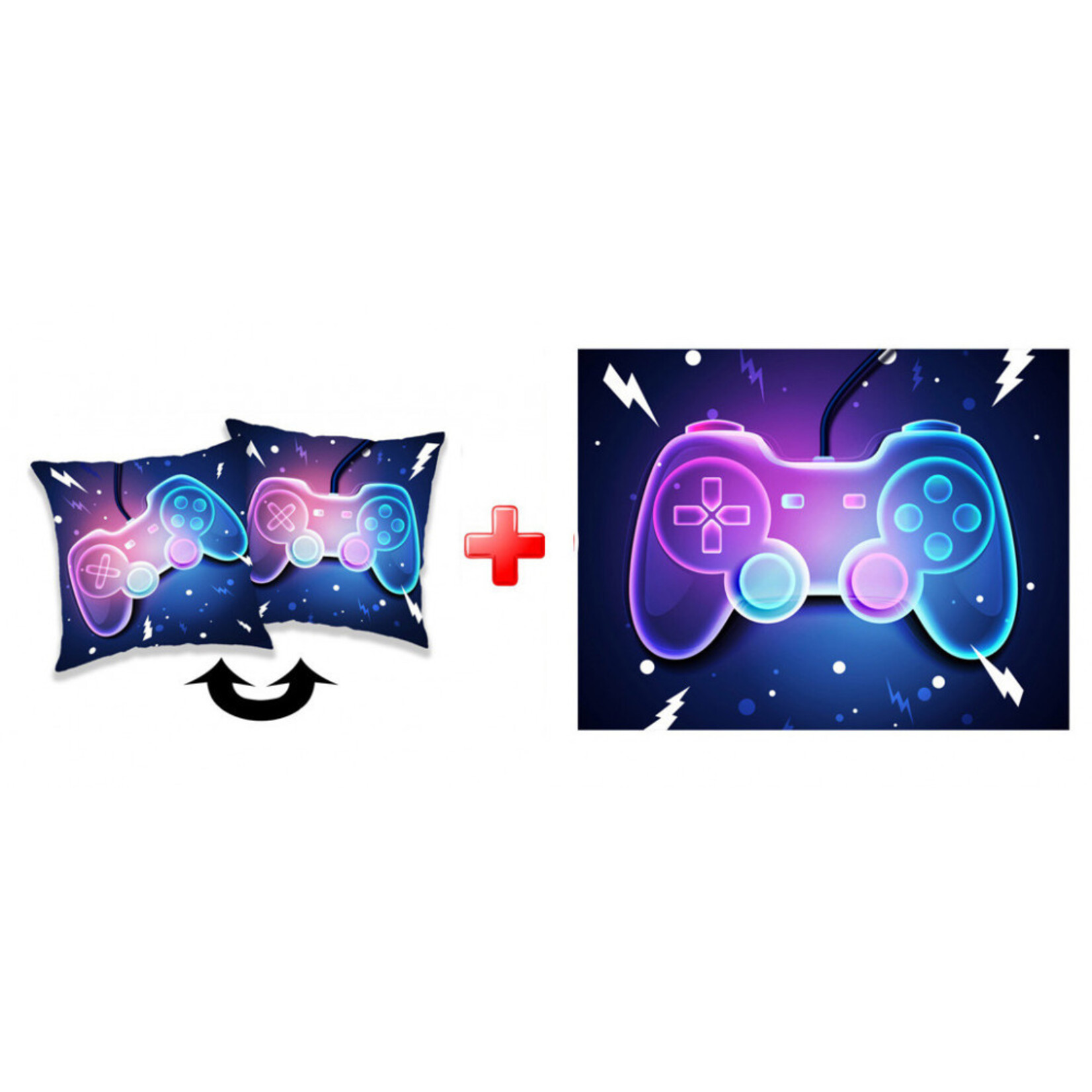 Gamer Fleecedecke und Kopfkissen set