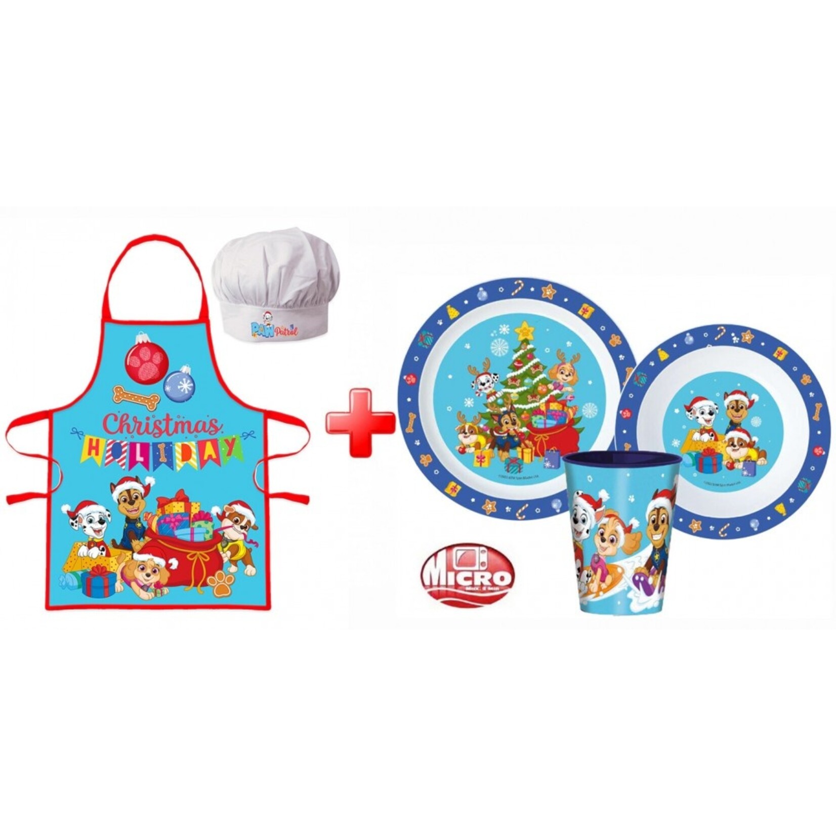 Paw Patrol Paw Patrol Weihnachten Kind Schürze und Besteckset, mikrowellengeeignet Plastik