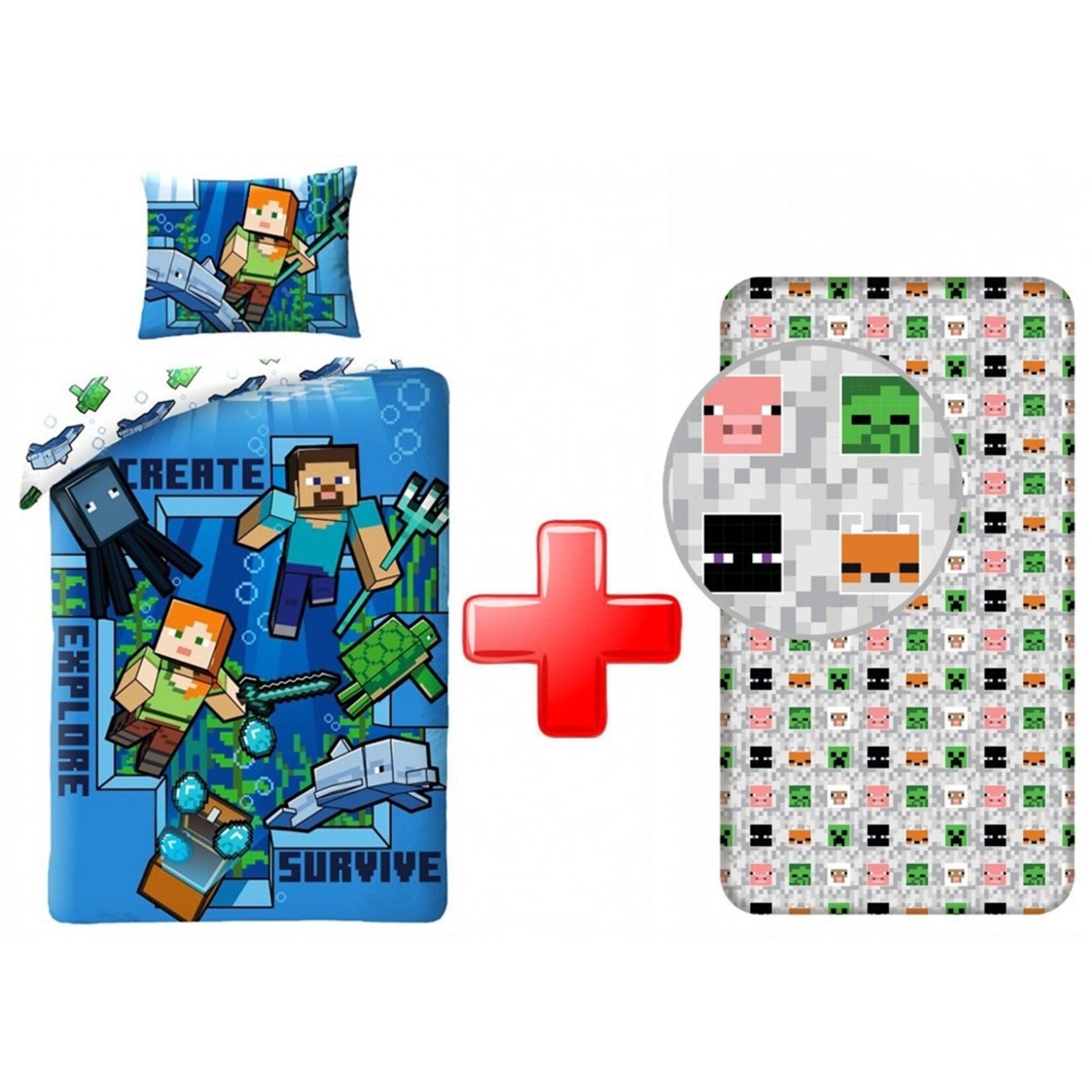 MINECRAFT Minecraft Bettwäsche Spannbettuch set