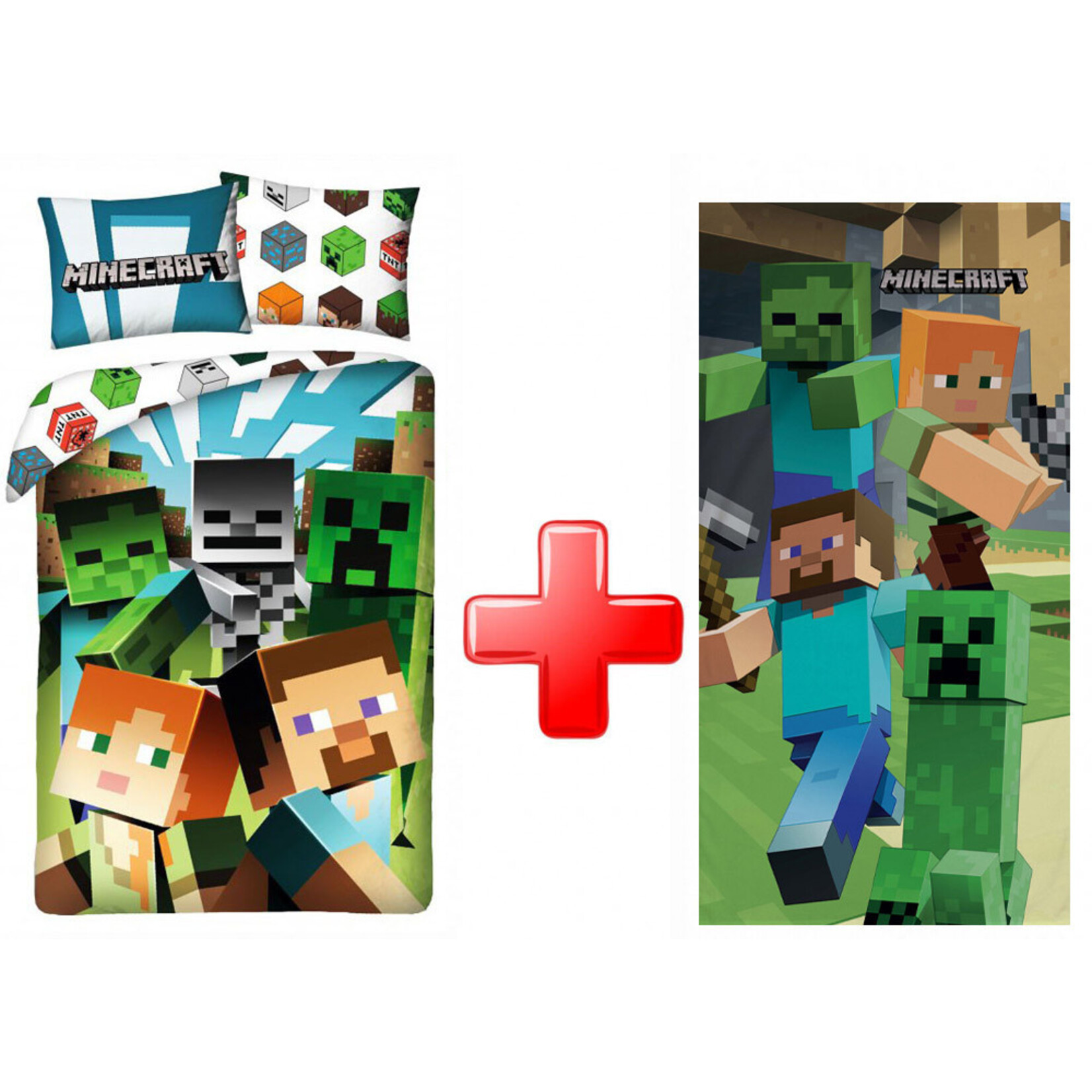 MINECRAFT Minecraft Bettwäsche Badetuch set