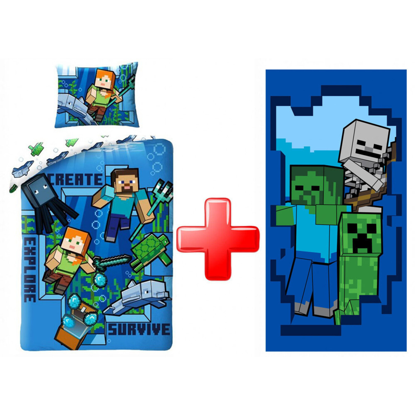 MINECRAFT Minecraft Bettwäsche Badetuch set