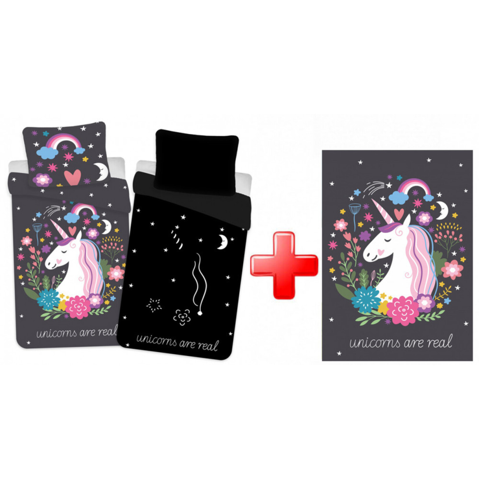 Einhorn Bettwäsche (Leuchtet in der Dunkelheit) Fleecedecke set