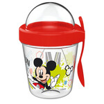 Disney Mickey Becher mit Snack-Behälter Deckel und Löffel 350ml