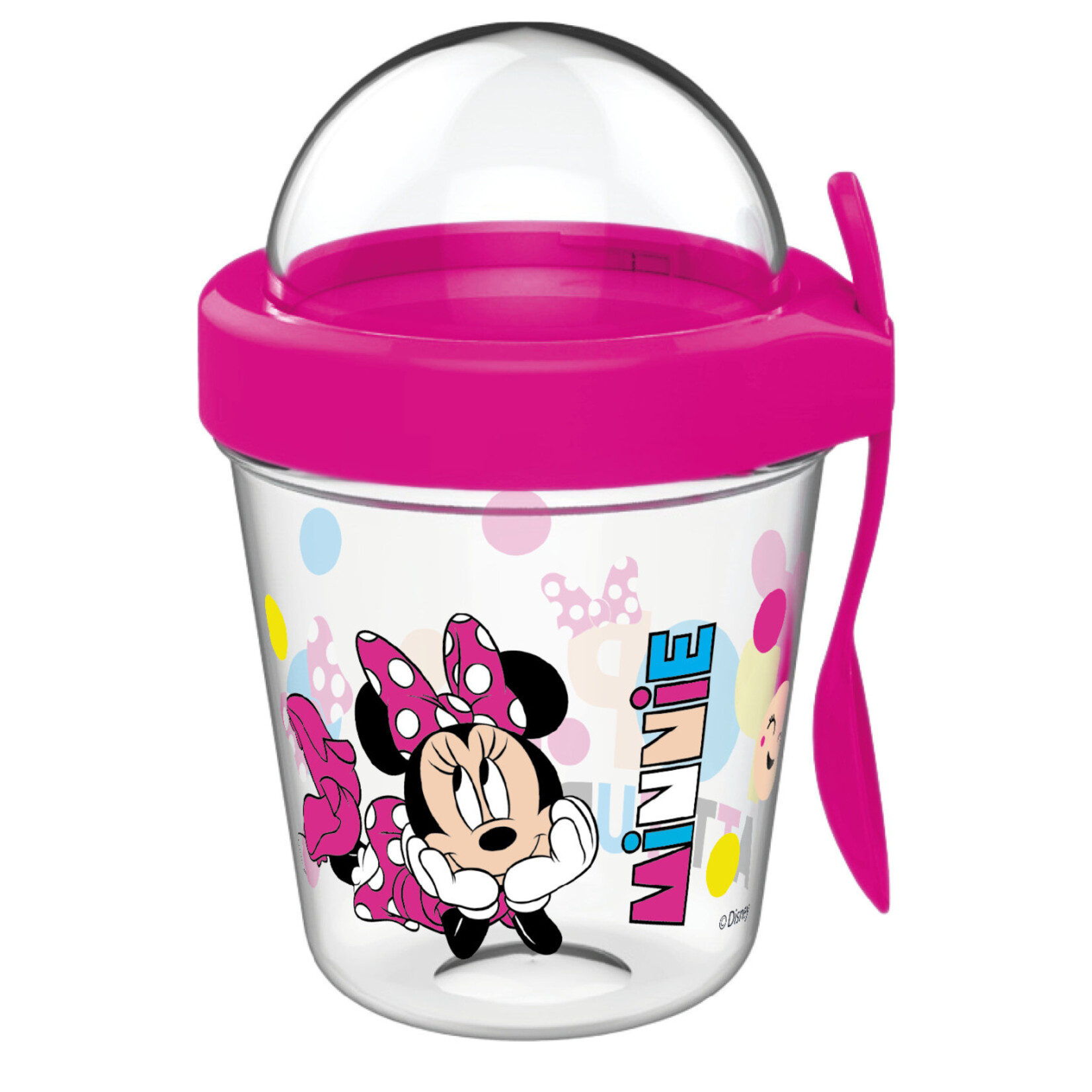 Disney Minnie Becher mit Snack-Behälter Deckel und Löffel 350ml