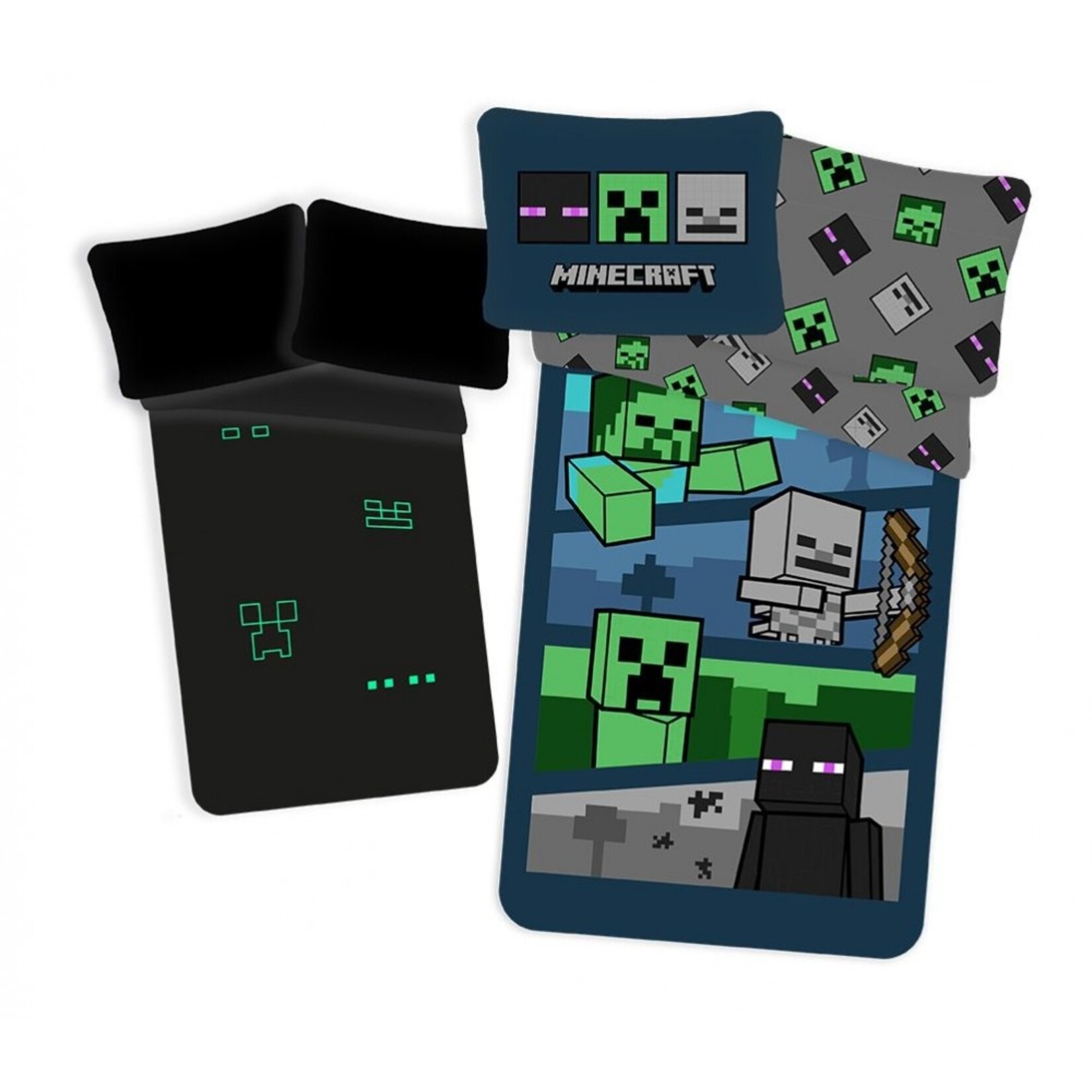 MINECRAFT Minecraft Hostile Mobs Nachtleuchtende Bettwäsche 140—200cm, 50x70cm