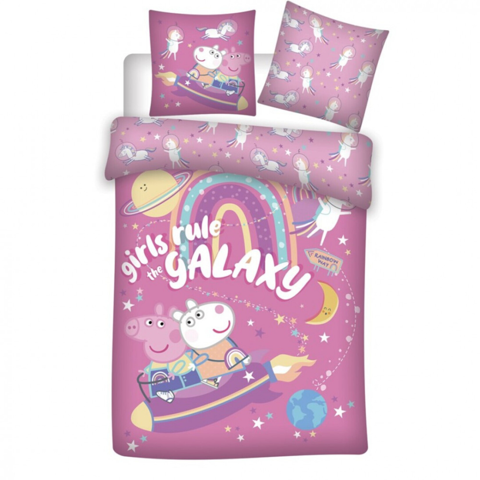 Peppa Wutz Galaxy Bettwäsche 140—200 cm, 63—63 cm Microfibre