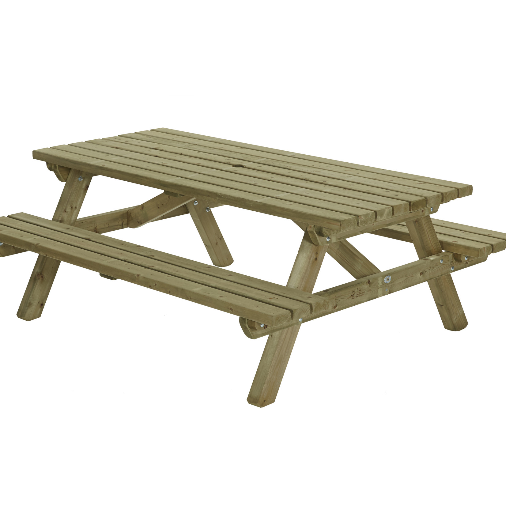 Stevige picknicktafel, lengte van 200cm, gemaakt van geïmpregneerd vurenhout