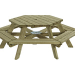 Zeshoekige picknicktafel 225 cm