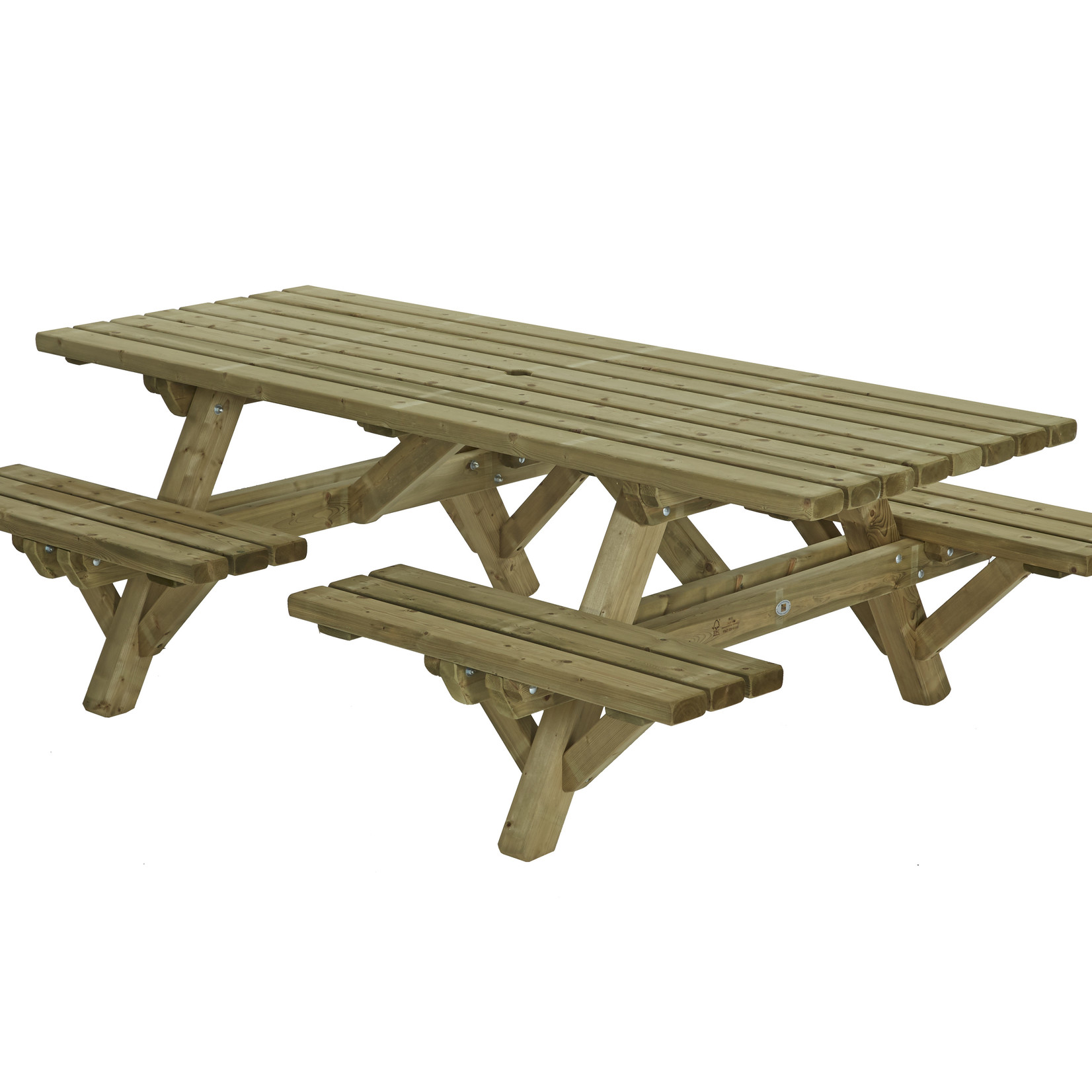 Comfort picknicktafel, lengte van 230cm, gemaakt van geïmpregneerd vurenhout