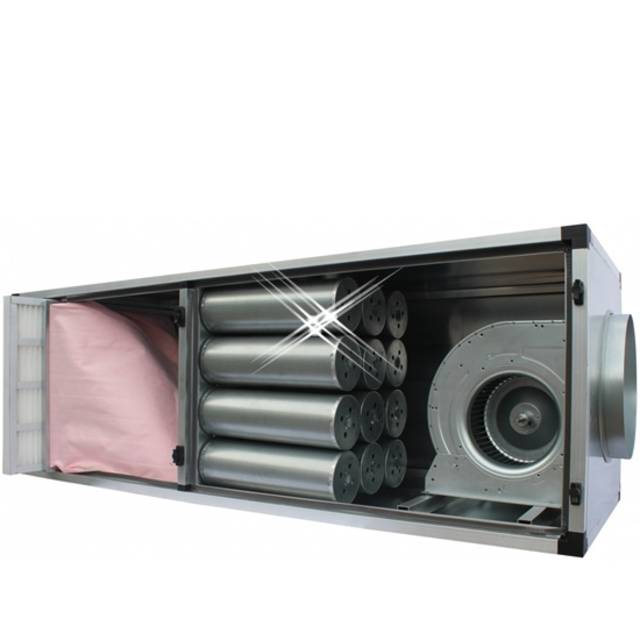 Geurfilterkast staal 12510 m3/h met motor