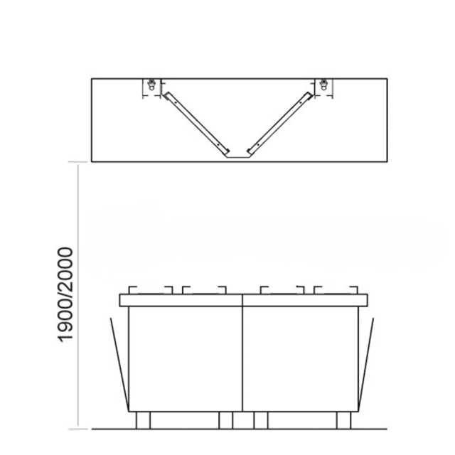 Eiland afzuigkap 3700x2400x(h)500