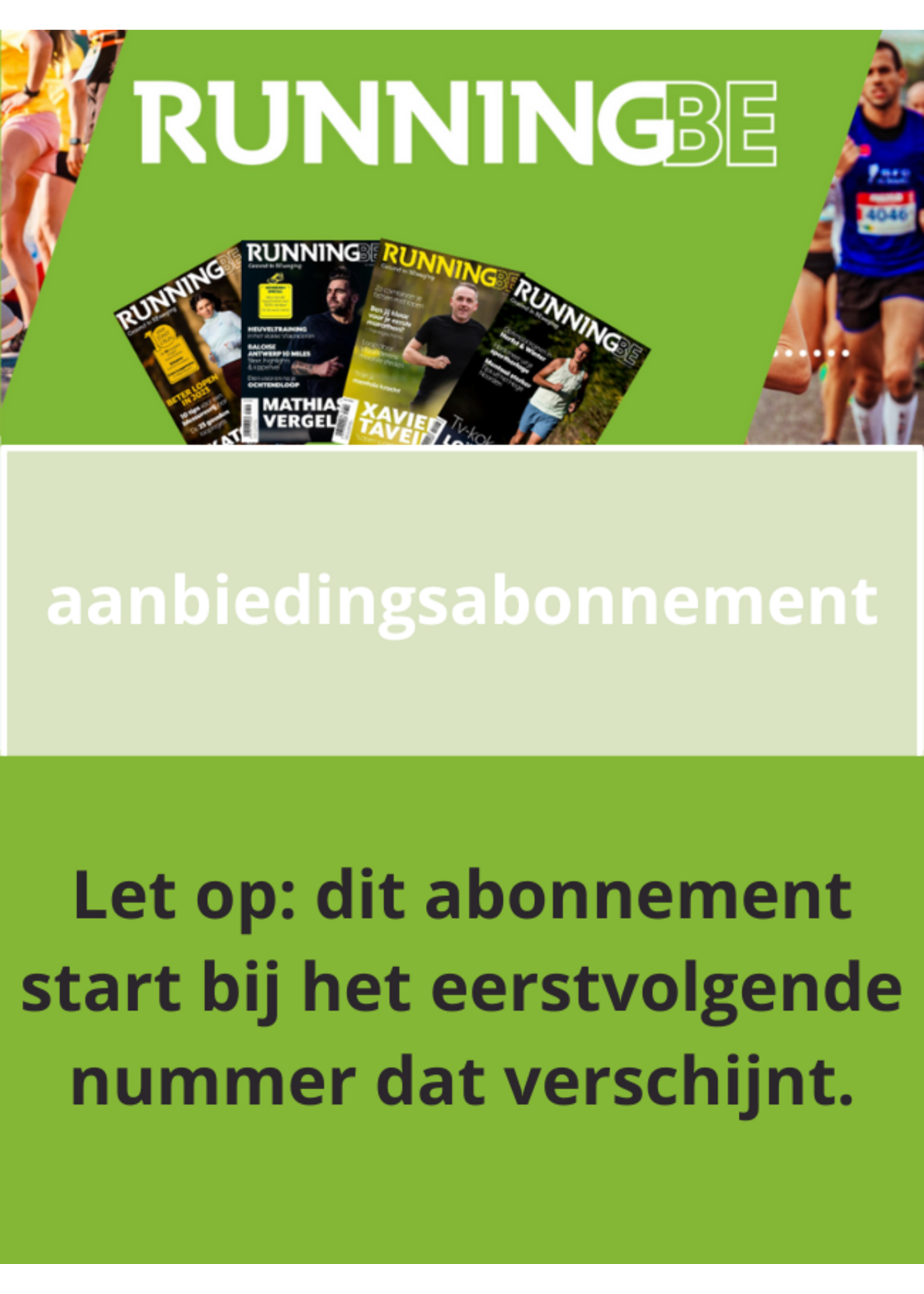 RunningBE RunningBE aanbiedingsabonnement