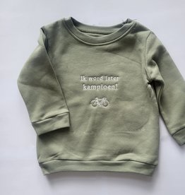 Koerswiel 'Ik word later kampioen' baby/peuter sweater!