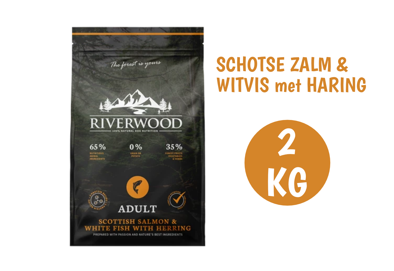 2 kg Hondenbrokken Schotse Zalm, Witvis & Haring