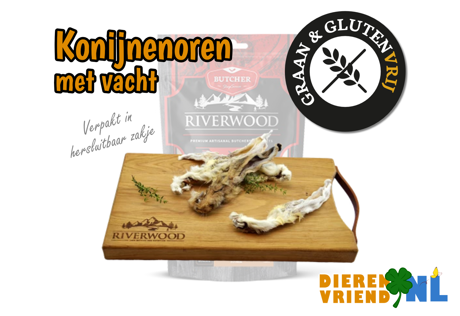 100 gram Konijnenoren met vacht Snack
