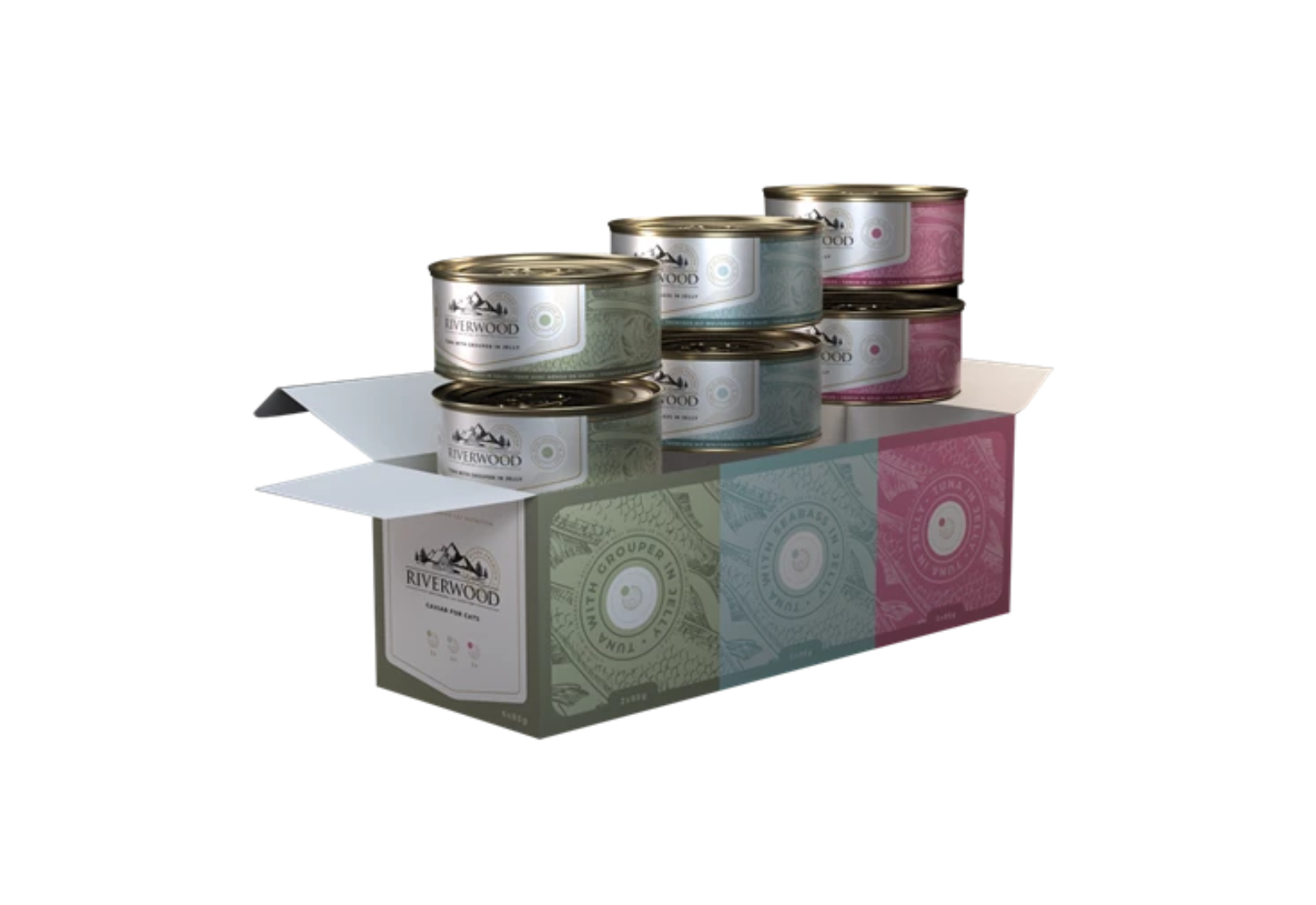 6x85 gram Kattenvoer Multipack Tonijn & Zaagbaars, Zeebaars en Gelei