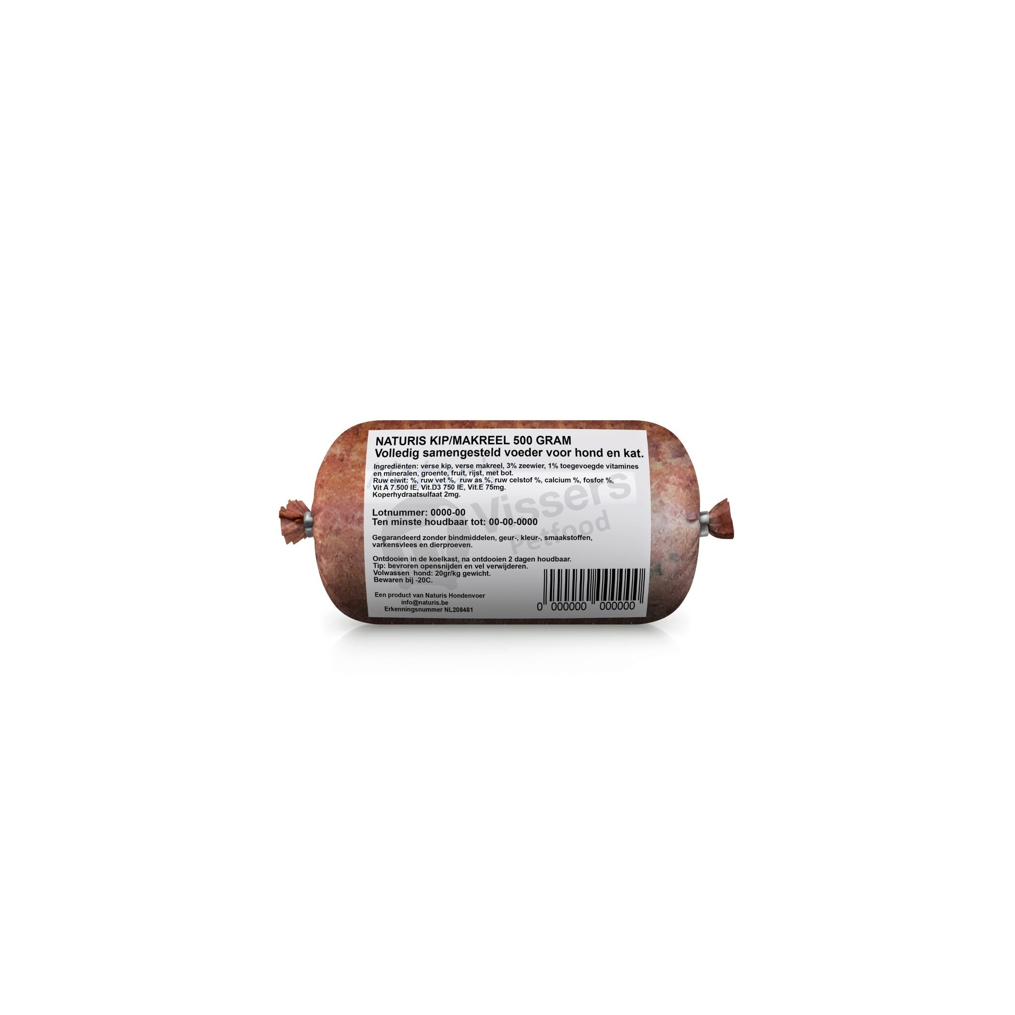 Kip & Makreel Vers ingevroren vleesrol 500 gram