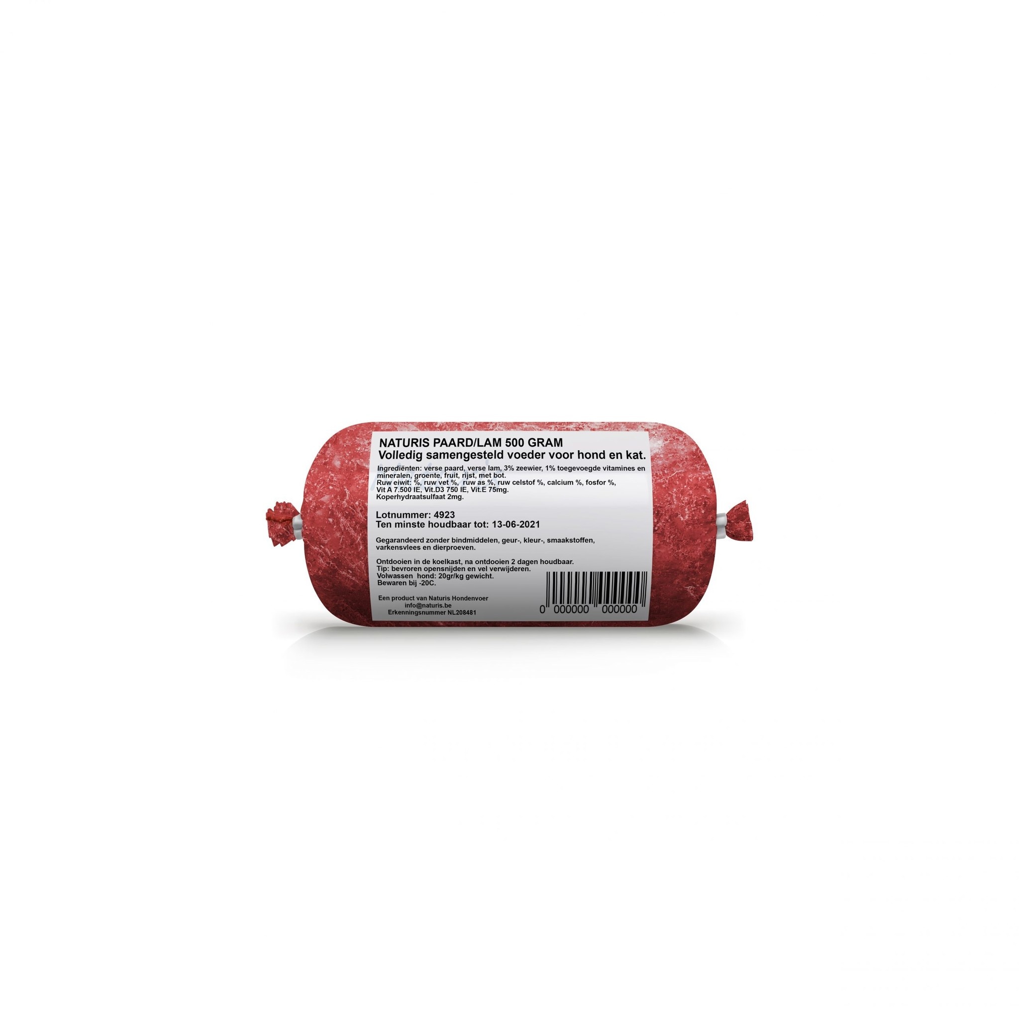 Paard Vers ingevroren vleesrol 500 gram