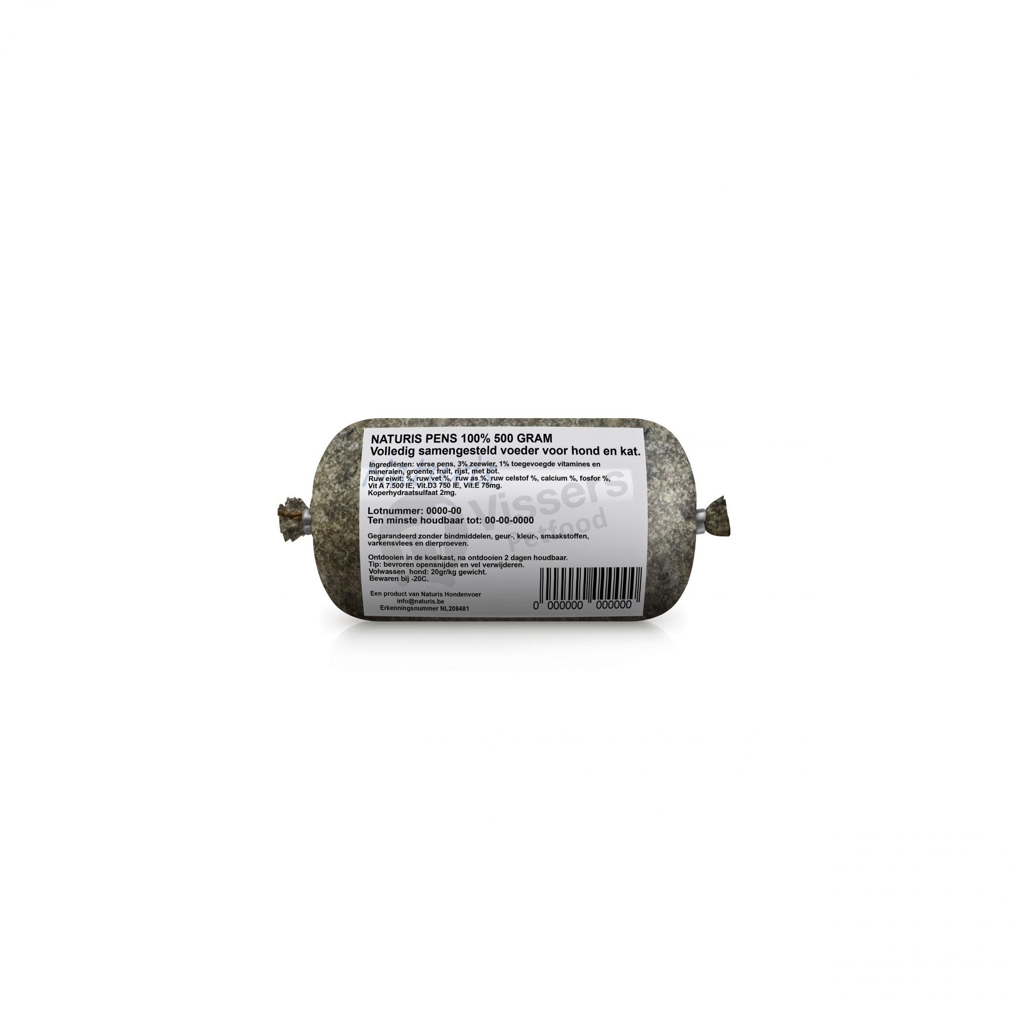 100% Runderpens Vers ingevroren vleesrol 500 gram