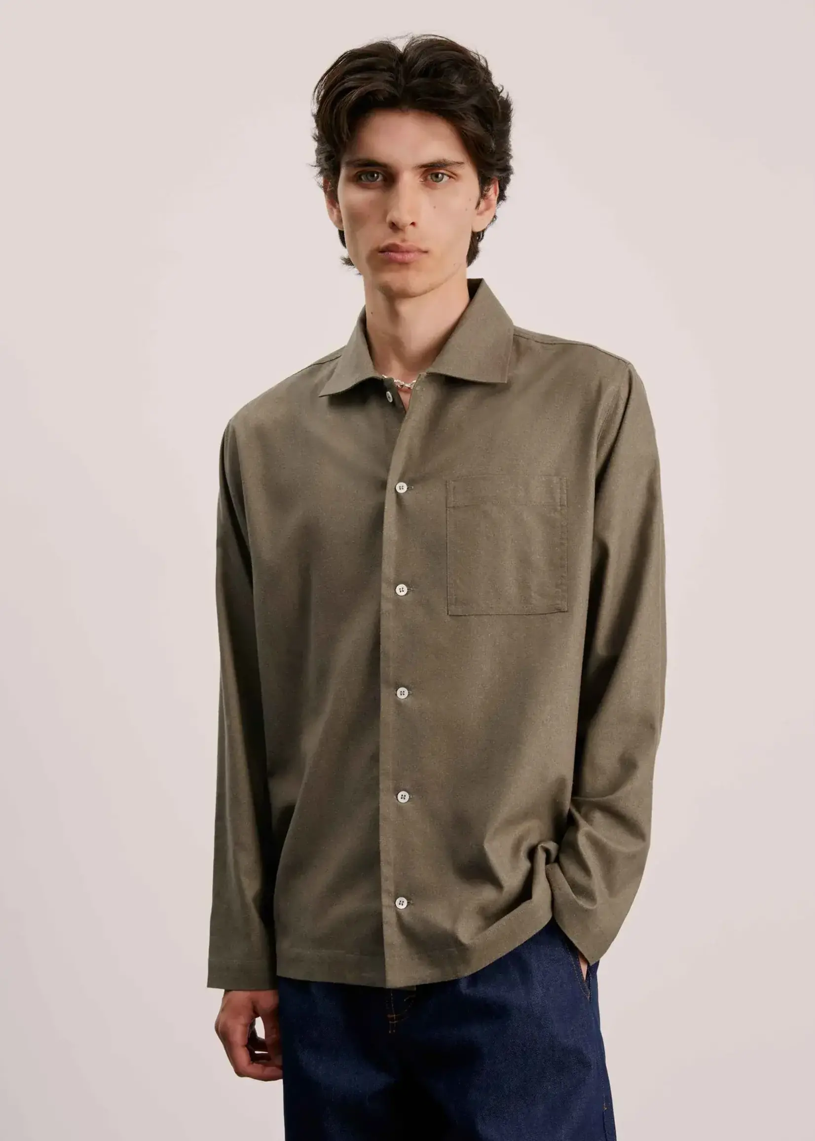 Another Aspect Another Aspect silk shirt 2.1 village green