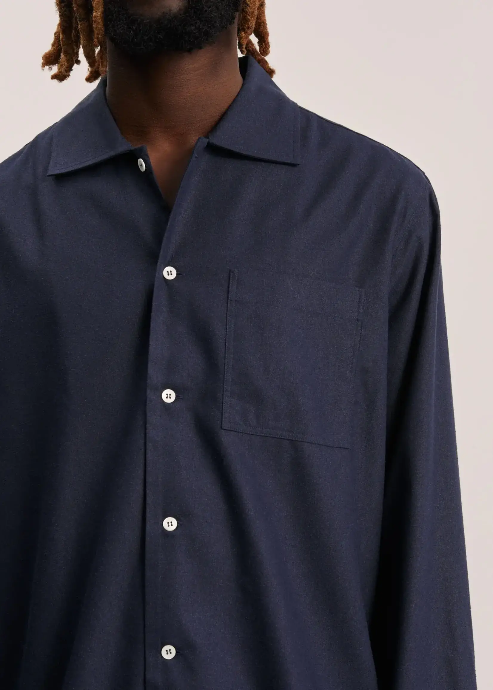 Another Aspect Another Aspect silk shirt 2.1 night sky navy