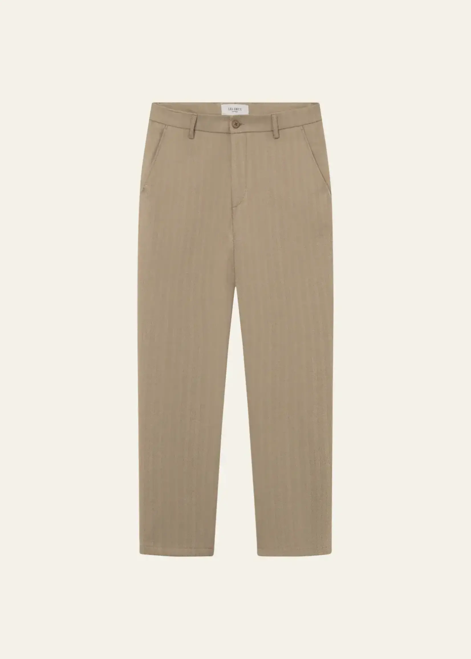 Les Deux COMO HERRINGBONE SUIT PANTS - Suit trousers - olive night/dark  brown/olive 