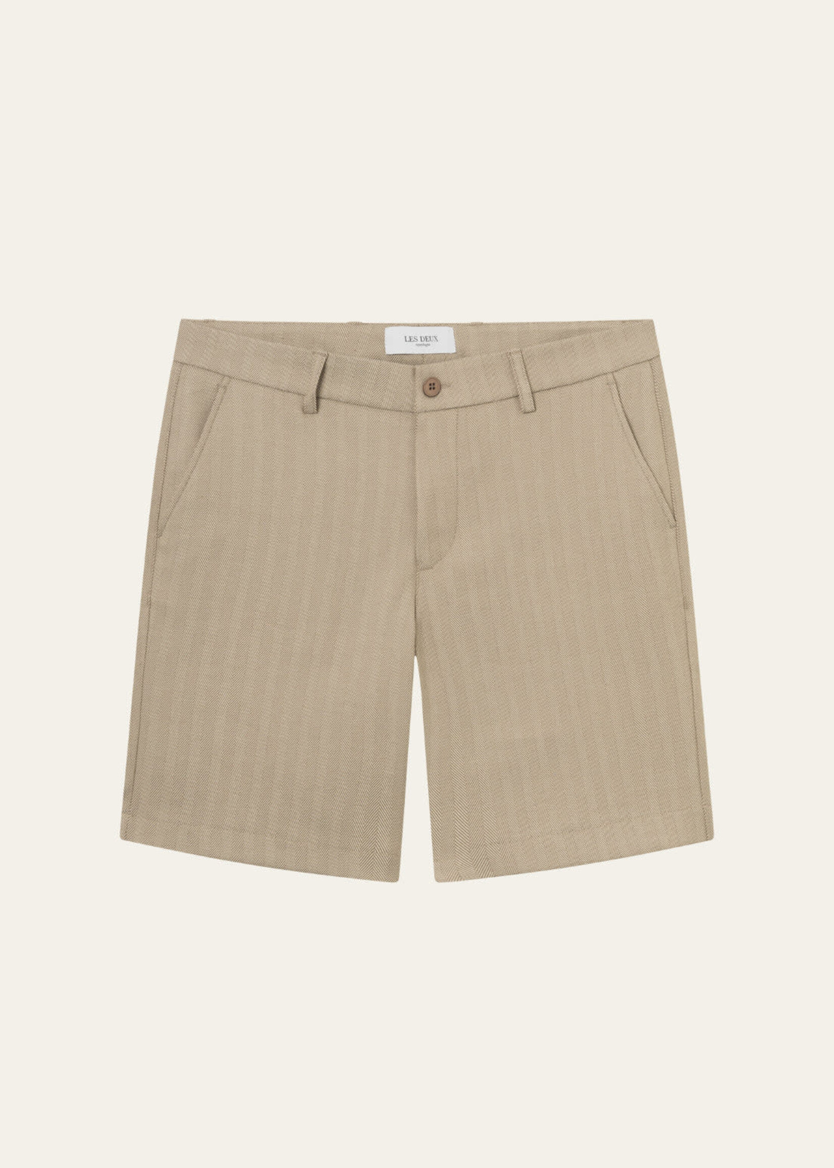 Les Deux Les Deux Como Reg Herringbone Shorts Walnut/Light Desert Sand